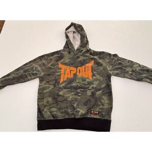 Tapout Hoodie Youth M (10-12)  Orange Logo Woodland Camo MMA WWE Y2K Sweatshirt